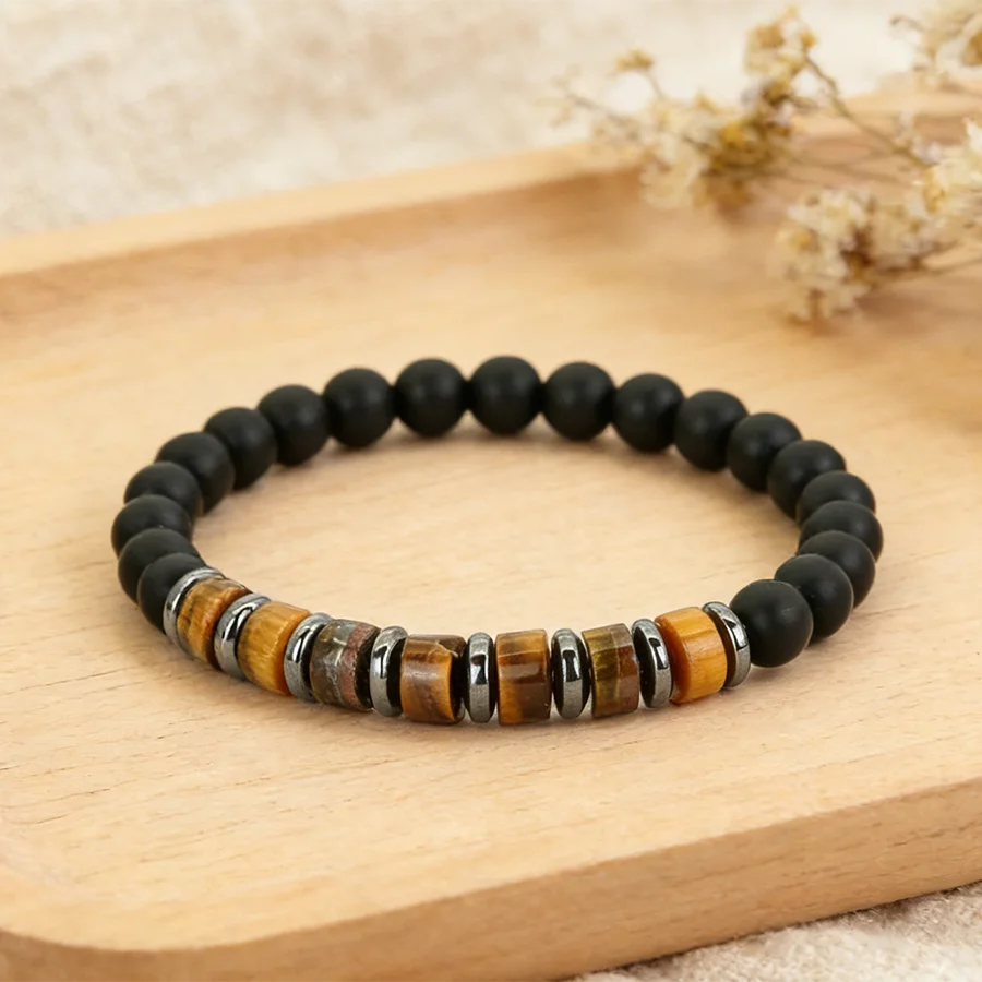 Noter Premium-Auswahl, Armband aus Kaiserstein, für Herren, 5 Farbvarianten, energetisch heilendes Perlenarmband, handgefertigter Schmuck, Geschenk für Ihn. – Detail 8