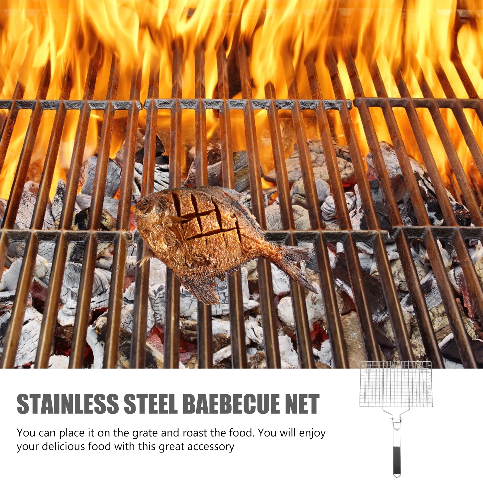 

1Pcs Barbecue Net Stainless Steel Folding Detachable Grill Grate Durable Practical for Outdoor Picnic Bbq Supplies