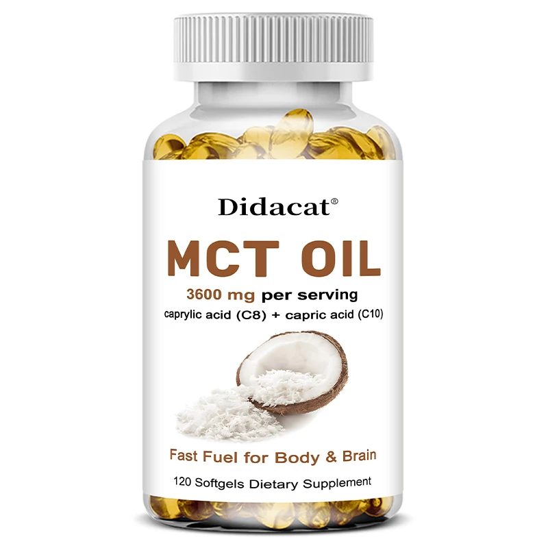 MCT Oil 3600 mg C8 C10 Capsules Ketogenic Fuel Focus, Promote Brain and Body Health, Non-GMO Coconut