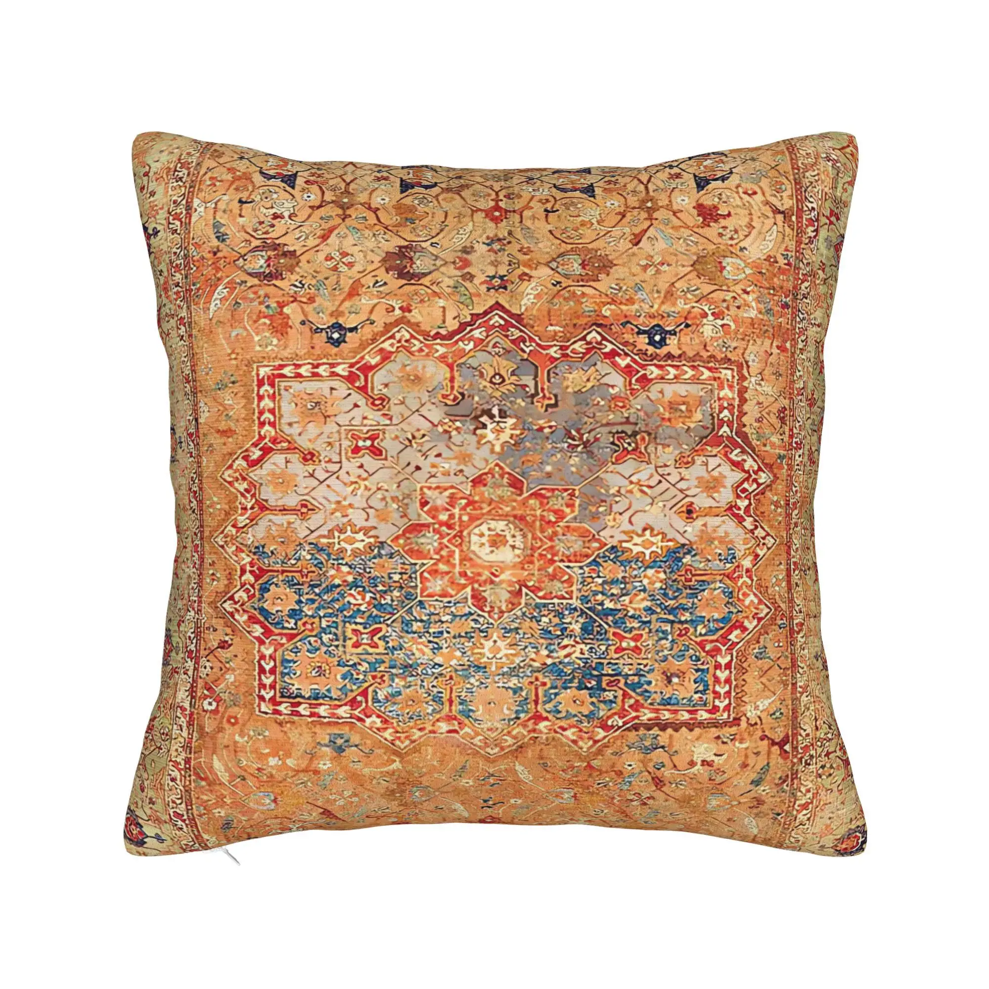 16Th Century Persian Carpet Print Themed Minimalist Pillow Covers with Muted Colors - Double Sided Print - Enhance a Calm And Balanced Living Room Or Bedroom Atmosphere