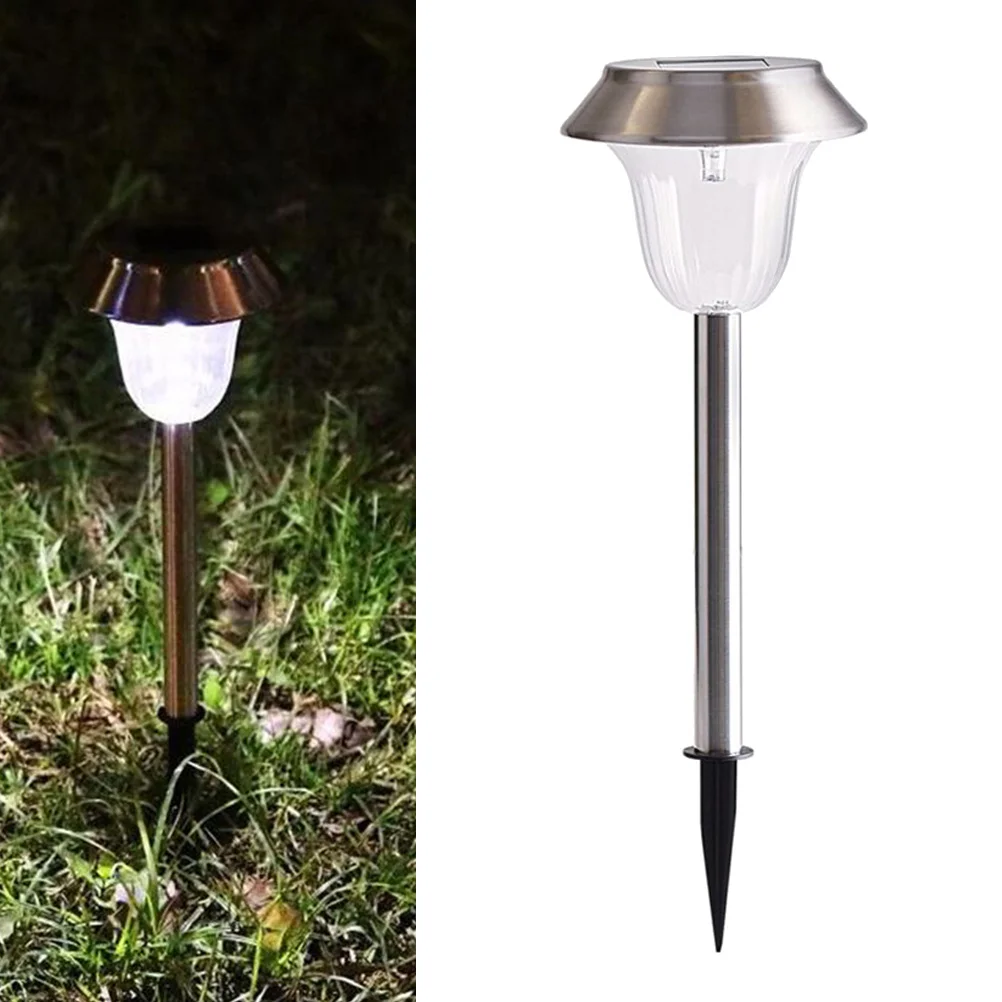 

Solar LED Lawn Light Stainless Steel Rust Resistant Ground Plug Lamp for Outdoor Garden Yard Landscape Lighting Warm White