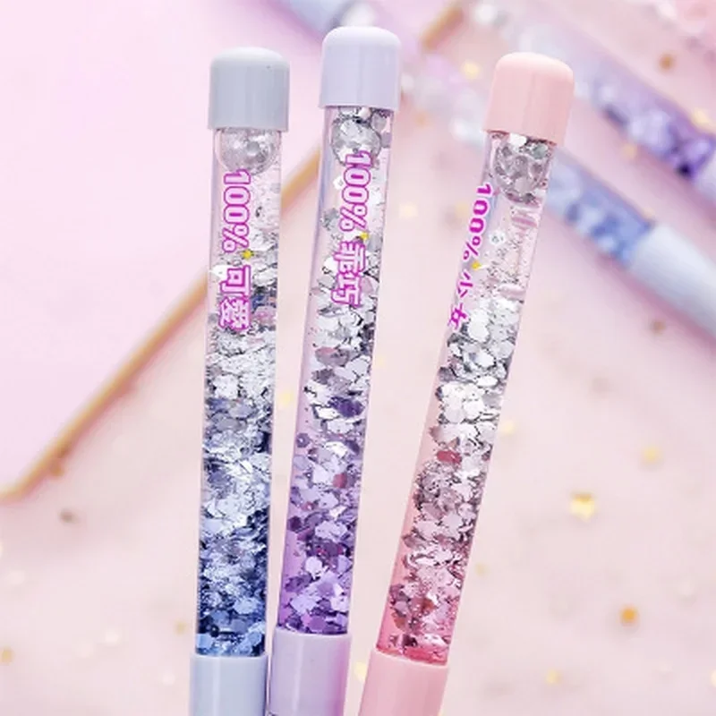 2Pcs Cute 0.5mm Ballpoint Pen Luxury Drift Sand Glitter Crystal Multi Color Creative Kids Gift School Office Supplies Tool