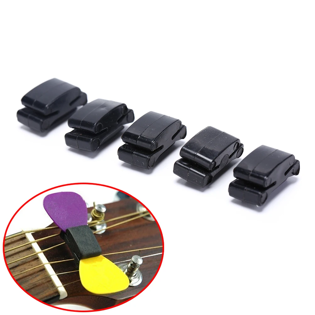 5Pcs 20g Black Rubber Guitar Pick Holder Fix On Headstock For Bass Ukulele