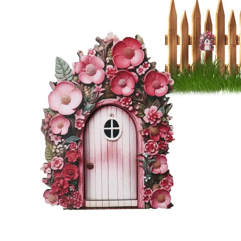 Fairy Doors For Trees Outdoor Mini Fairy Doors Flat Doll House Miniature Wooden Door Wooden Miniature Fairy Door For Gnome Fairy