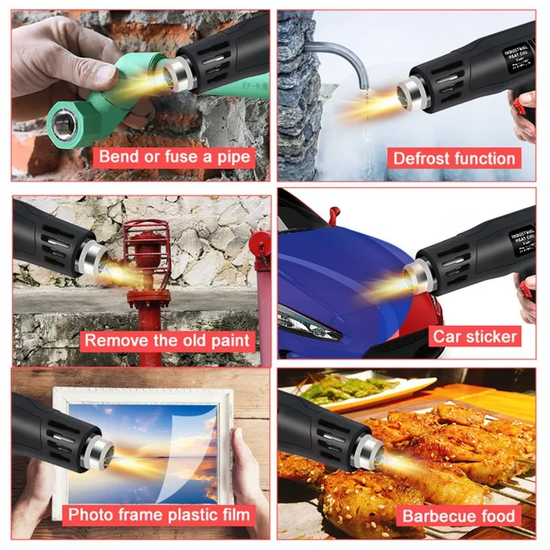 Air Gun High Power Temperature Regulating Industrial Electric Heat Gun Automobile Film Baking Gun Tool 2000W European standard