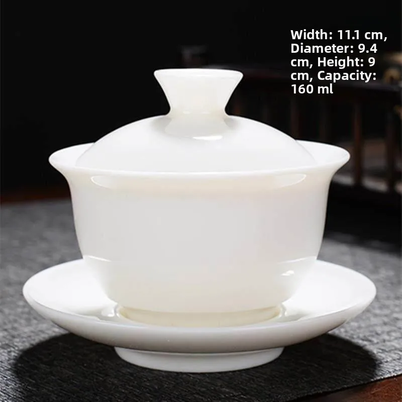 

Handmade Large Size Yuxi White Porcelain Tea Cup Set Ceramic Gongfu Tea Bowl Home Use Chahua Bowl Traditional Chinese Style