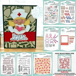 Gnome 2024 Medical Doctors Nurses Metal Cutting Dies Clear Stamps Stencil DIY Decorating Scrapbook Paper Card Album Craft Die