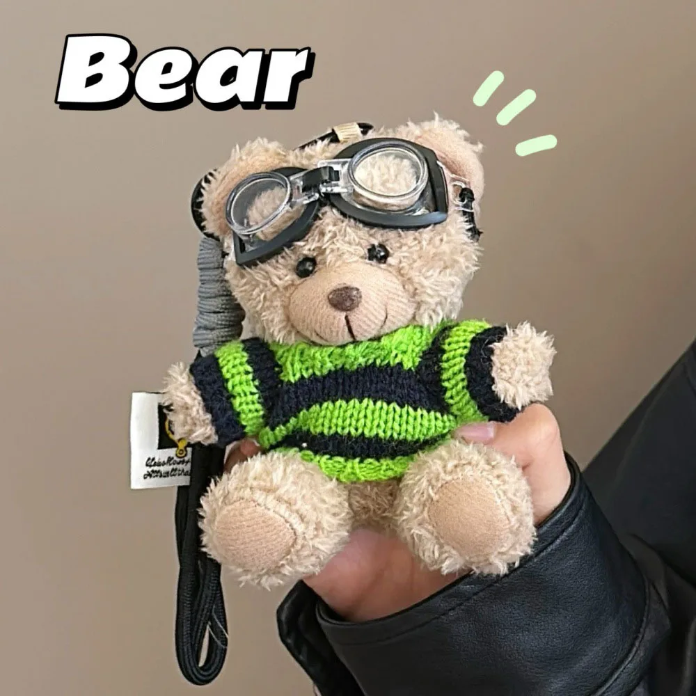 1Pcs New Pilot Sweater Little Bear Doll Pendant Girl Keychain Pendant Car Ornament Doll Small Gift ﻿