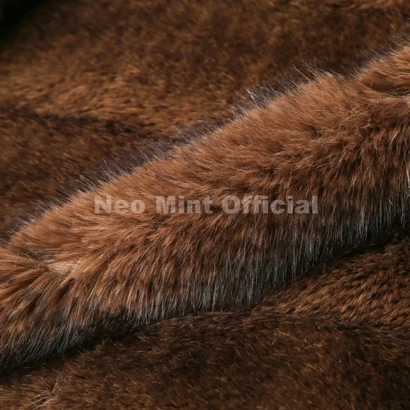 Neo Mint Vintage Brown Patchwork Fur Coat Women Winter 2025 Luxury Brand Fashion Faux Fox Fur Jacket Chic Street Girl Overcoats