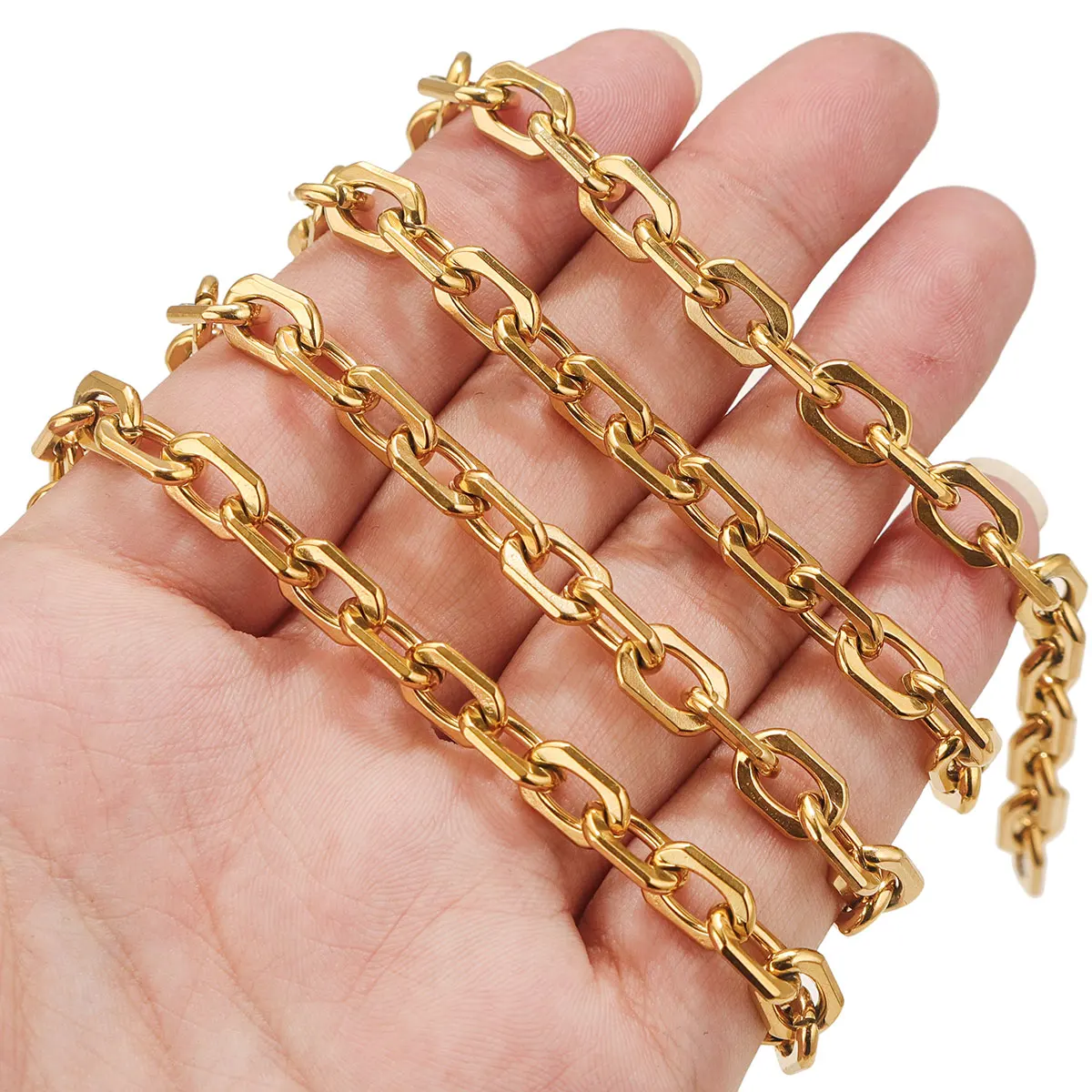 

1 Metre Stainless Steel Gold-plated 10x7mm Corner O Chains DIY Necklaces Bracelet Woman Man Jewelry Making Accessories Wholesale