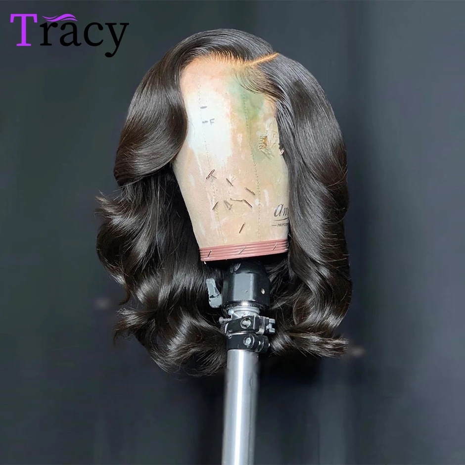 TRACY HAIR 13x4 Body Wave Bob Wig Lace Front Human Hair Wigs Short Bob Wig Pre-Plucked Human Hair Lace Frontal Wigs