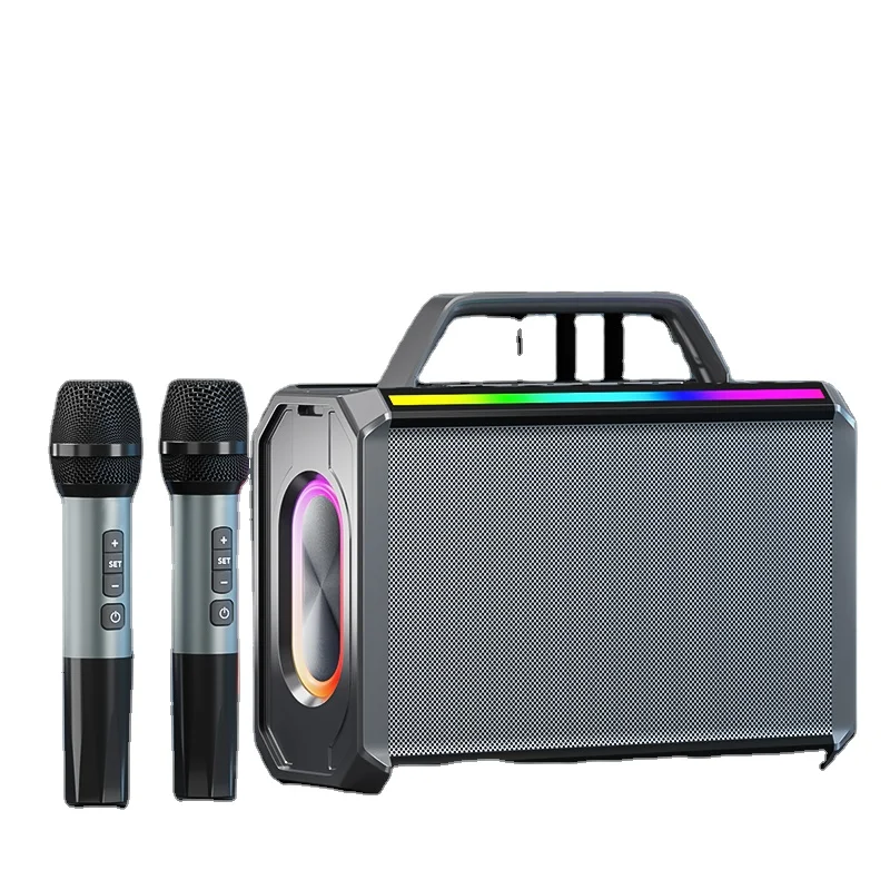 

Black 4 Inch Outdoor Portable Wireless Speaker Factory Direct Sale Karaoke Portable Bluetooth Speaker With 2 Dual Microphones