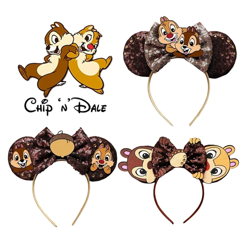 New Chic Mickey Mouse Ears Headband Halloween 2024 Bow Sequins Hairband Women Birthday Gift Girls Kids Party Hair Accessorie