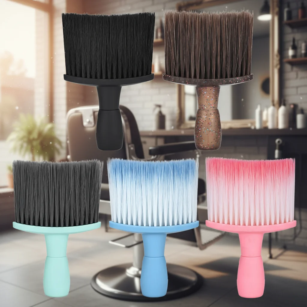 

New Polychrome Soft Bristle Neck Dusting Brush - Multi-Color Hair Residue and Debris Removal Tool for Grooming Accessories