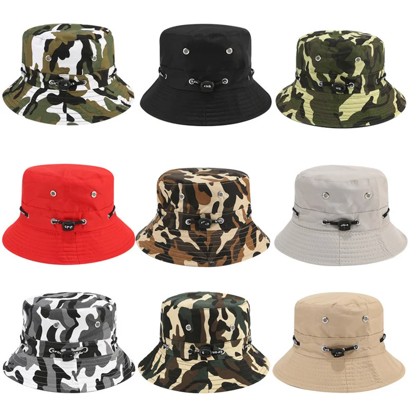 Camo Fishing Bucket Hat Protective Sun Shade Adult Outdoor Hat for Fishing and Outdoor Workers