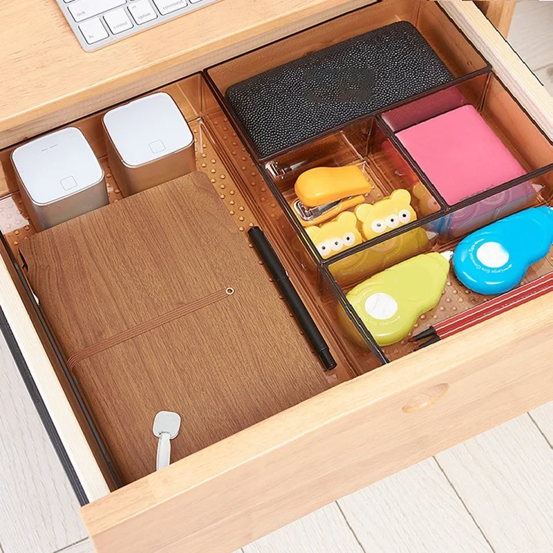 Desktop Storage Box Cabinet Drawer Plastic Separator Kitchen Tableware Frame Box Transparent Superimposed Cosmetic Box-A51M