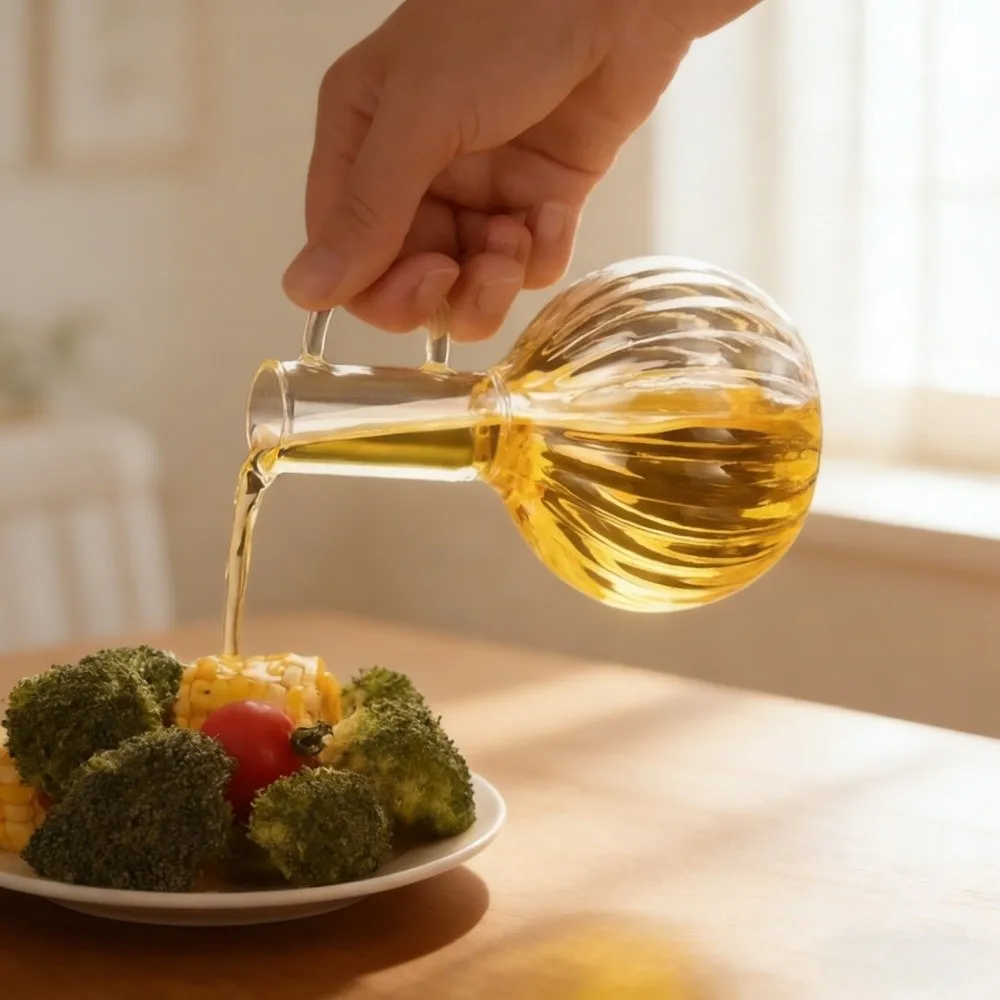 Wooden Stand Glass Oil Pot Sealed Storage Leak-proof Sauce Vinegar Cruet Transparent Bottle High-Temperature Resistant