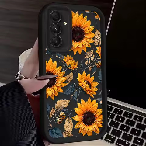 Sunflower Flower Oil Painting Case for Samsung Galaxy S25 S24 S23 Ultra S22 Plus S21 FE S20 A55 A54 A15 A35 Shockproof Cover