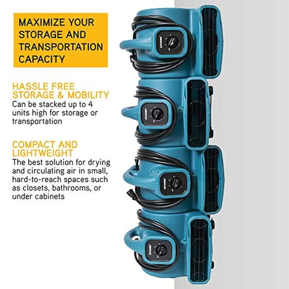 Ventilador centrífugo portátil con movimiento de aire, secador de alfombras y ventilador de suelo de 600 CFM, cadena de Margarita apilable y ligera, eficiente en energía