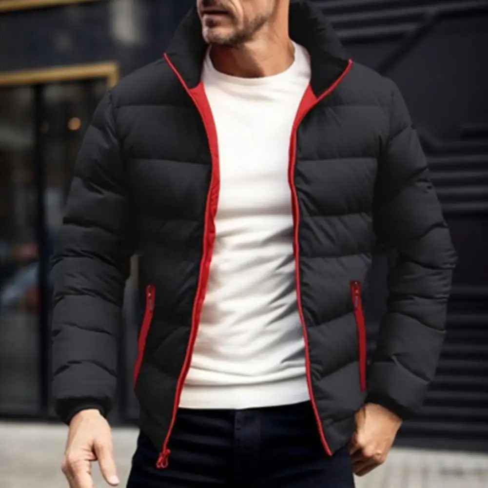 New Men Windbreaker Winter Coat Padded Puffer Jacket Warm Up Clothes Casual Zip Fashion Cotton Outwear