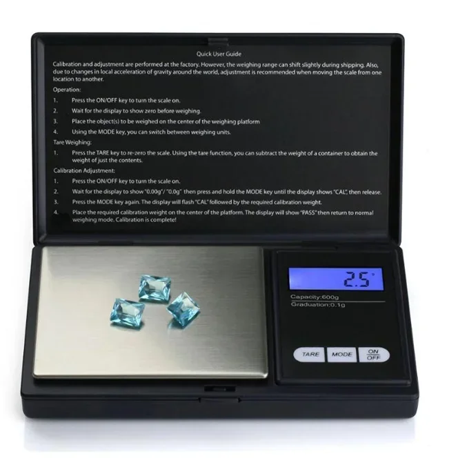 500g/0.01g Digital Pocket Jewelry Scale Portable Diamond Tester Selector Jeweler Tool Set