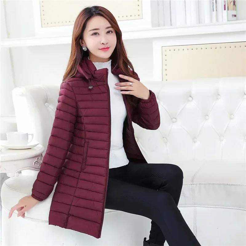 แจ็คเก็ตผู้หญิง2025ฤดูหนาวParkaบางลงผ้าฝ้ายเสื้อฤดูใบไม้ร่วงฤดูหนาวSlim Hooded Warmผู้หญิงOuterwearเสื้อผ้าผู้หญิงเสื้อ