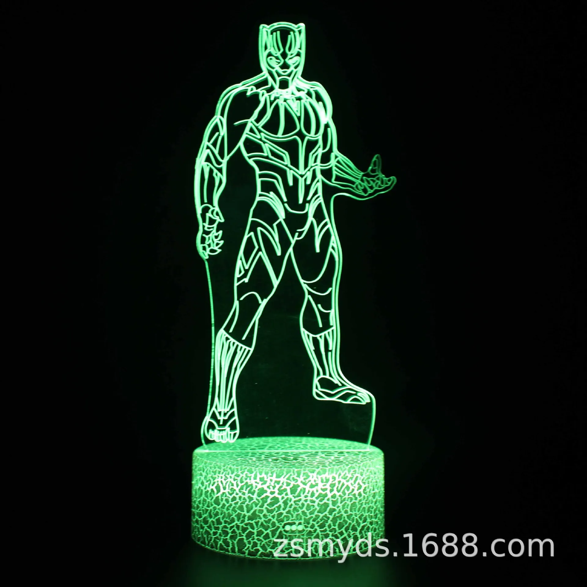 어벤저 스 마블 핫 토이 블랙 팬더 피규어 아크릴 3D 램프 그림 환상 야간 조명 다색 USB LED 테이블 장식