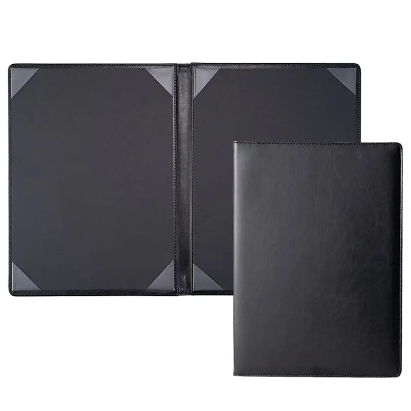 

Custom Leather Black Certificate Cover Blank Double-Sided Certificate Holder Folder A4 Size Diploma Cover With Logo