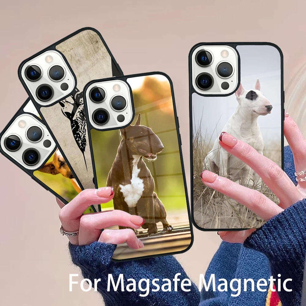 

English Bull Terrier Phone Case Magesafe Magnetic Wireless Charge Cover For IPhone 16 11 12 13 14 15 Pro Max Plus Mini