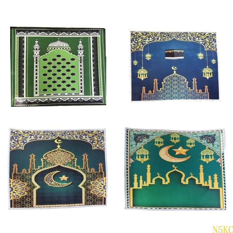 

N5KC Muslims Prayer Rug Portable Mats Simply Print Travel Home Mat Blanket 40x50cm