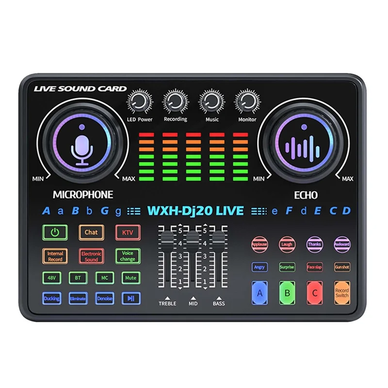 

【Flash Sale】DJ20 Studio Sound Card With 48V Microphone System, Reverberation Tech, And Noise Reduction For Cardioid Microphones
