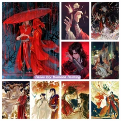 a Guan Ci Fu Anime Diamond Mosaic Painting Red Hua Cheng San Lang Heaven Official's Blessing Crystal Cross Stitch Home Decor