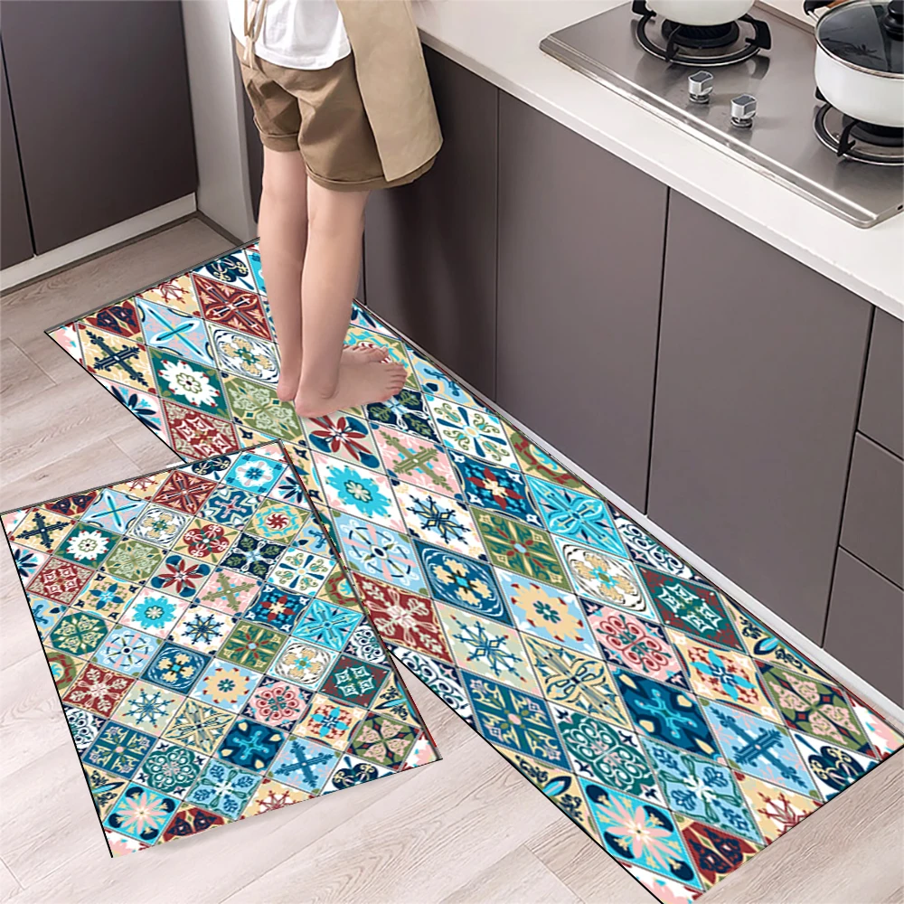 Rutschfeste Küchenmatte aus Kristallsamt, super saugfähige Fußmatten für die Küche, lange Teppiche, Badezimmer-Eingangstürmatte, Schlafzimmer, lange Teppiche – Detail 28