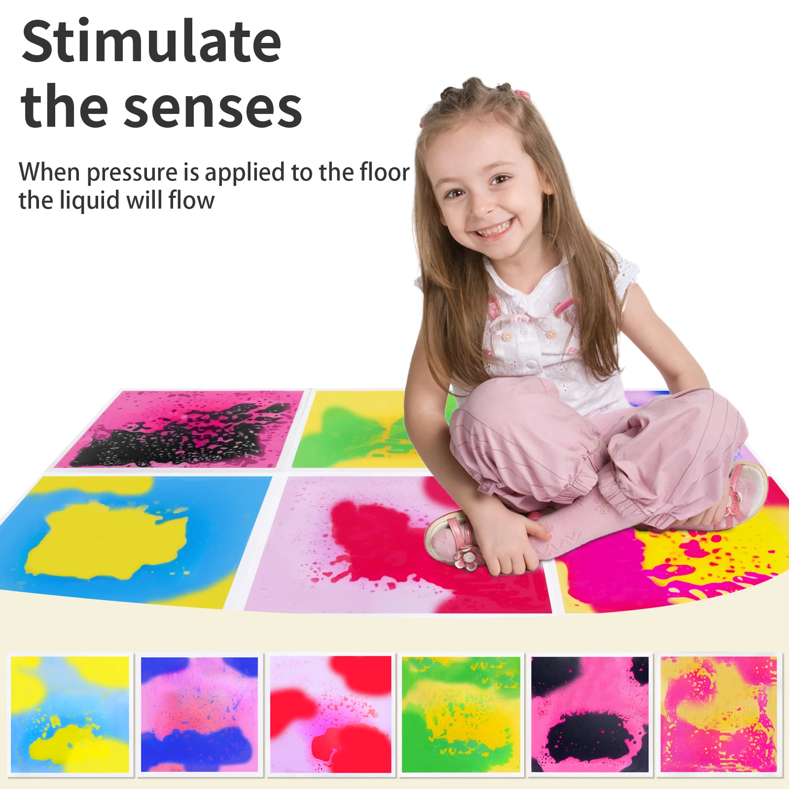 6 قطعة بلاط الأرضيات الحسية للأطفال بلاط حسي مربع للمياه لخطوات مستقرة للأطفال مناطق الحركة الحصير الحسي الناعم