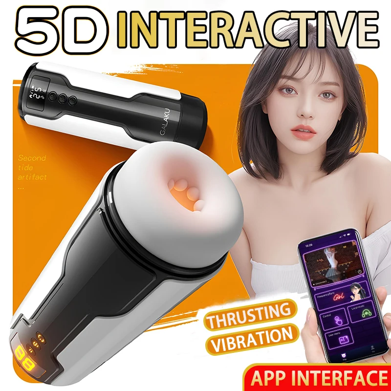 GALAKU Male Masturbator Cup Vagina Pocket Pussy Blowjob Massager Vibrating Thrusting Automatic Masturbation Sex Toys for Men 18+