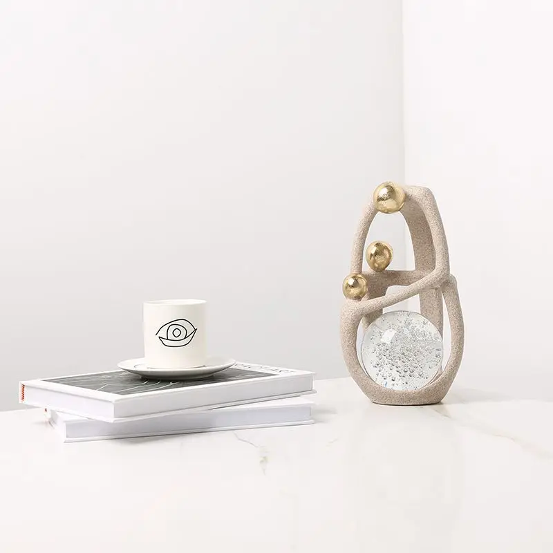 Modern wabi-sandy coarse sand texture abstract acrobat ornament,  bookcase creative soft decoration