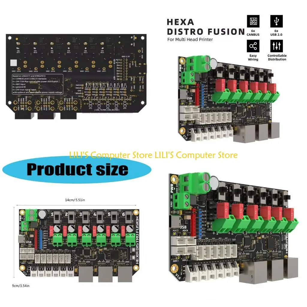 

A52B Professional 6Way Distro Fusions Board For Voron MultiHead Printer Stable Output