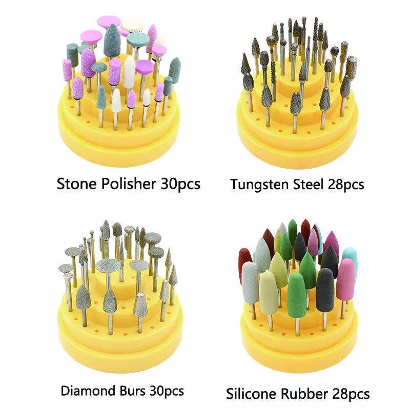 1 مجموعة الأسنان التنغستن الصلب تلميع الأزيز الحفر سيليكون المطاط الروتاري الأزيز ل كربيد لإزالة وتلميع أدوات طب الأسنان #4