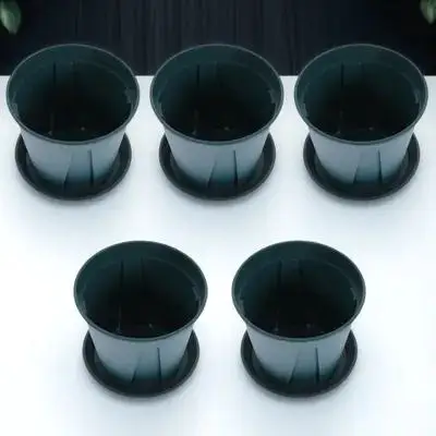 

5Sets Root Control Planters Sturdy Modern Flower Holders with Trays for Patio Garden Living Room Decorative Plant Pots