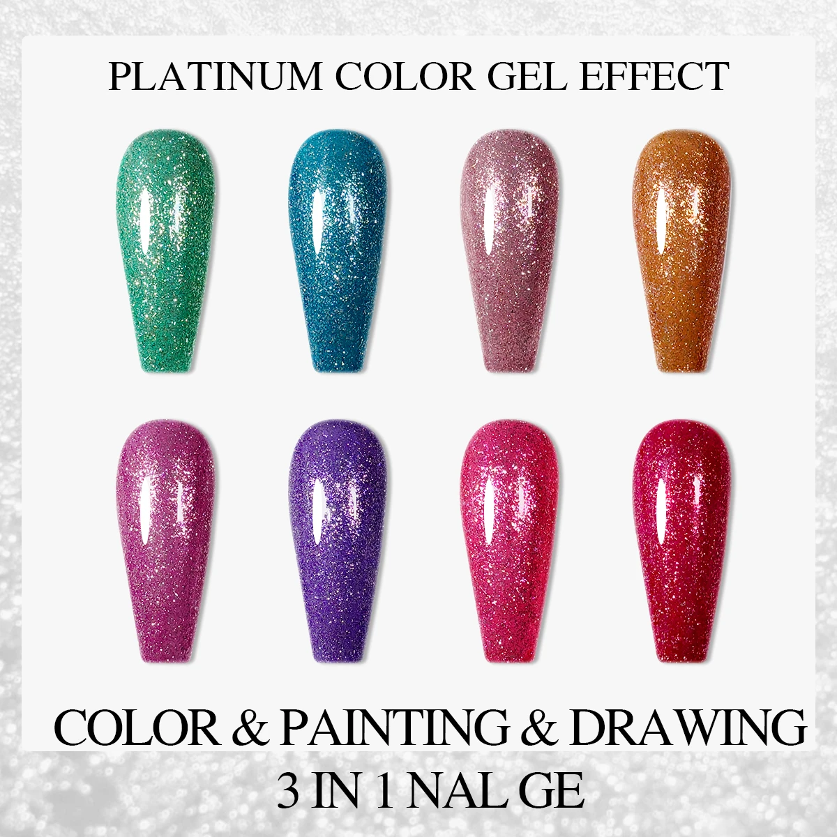 غراء سحب معدني لامع 9D مطلي بالأشعة فوق البنفسجية نقع قبالة طلاء الأظافر - غراء بلاتيني ذهبي وفضي عالي الكثافة لتقليم فلاش أ #6