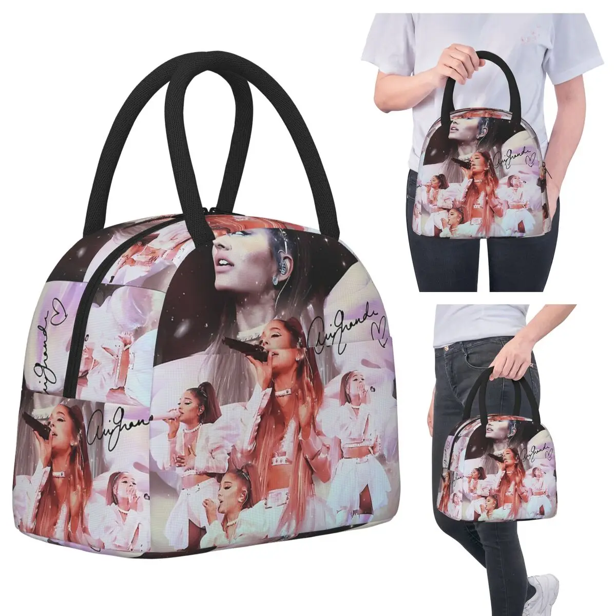 

Music R And B The Best Singer Ariana Grande Insulated Lunch Bag for Women Cooler Thermal Food Box Tote Portable Lunch Boxes