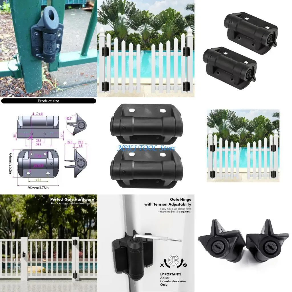 

L8RC Weatherproof Nylon Hinges Heavy Duty Gate Spring Tension Adjustable Design Hinge