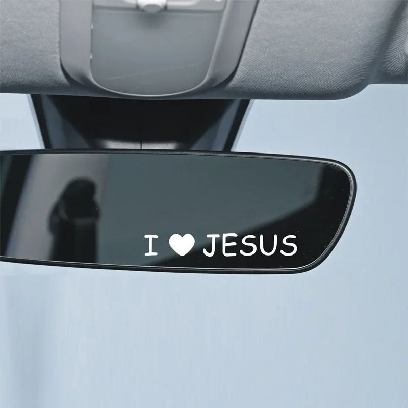 

2pcs Mirror Decoration Sticker I Love JESUS Decal Stickers Rearview Mirror Car Vinyl Decor Funny Car Decals Car Sticker