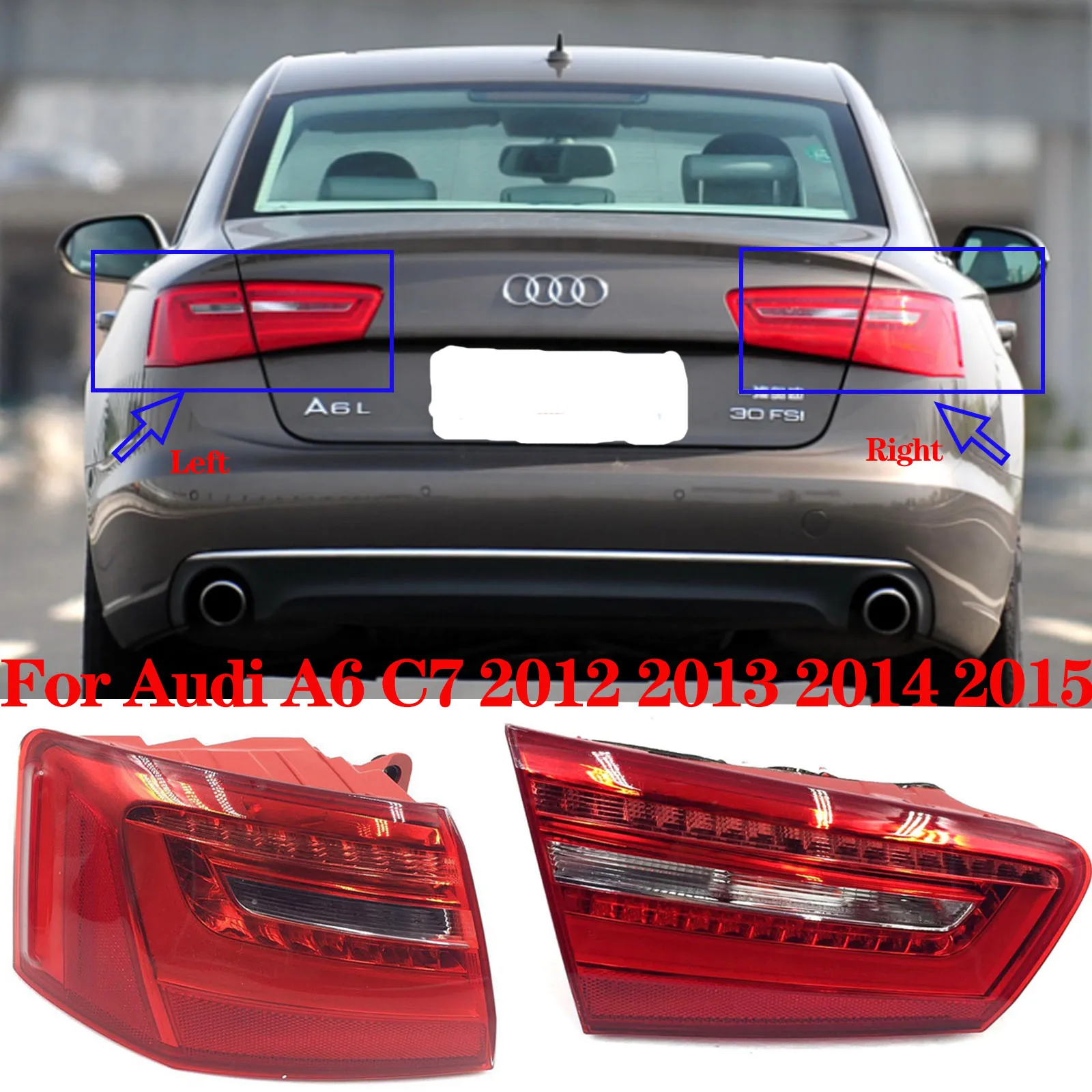 

For 12-15 Audi A6C7 LED Rear Tail Light Brake Lamp Car Rear Bumper Light Warning Signal Light 4GD945093 4GD945094