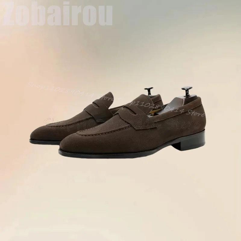 Bruin Naaien Ontwerp Zwarte Zool Lage Top Loafers Mode Slip Op Heren Schoenen Luxe Handgemaakte Feestzaal Kantoor Heren Vrijetijdsschoenen