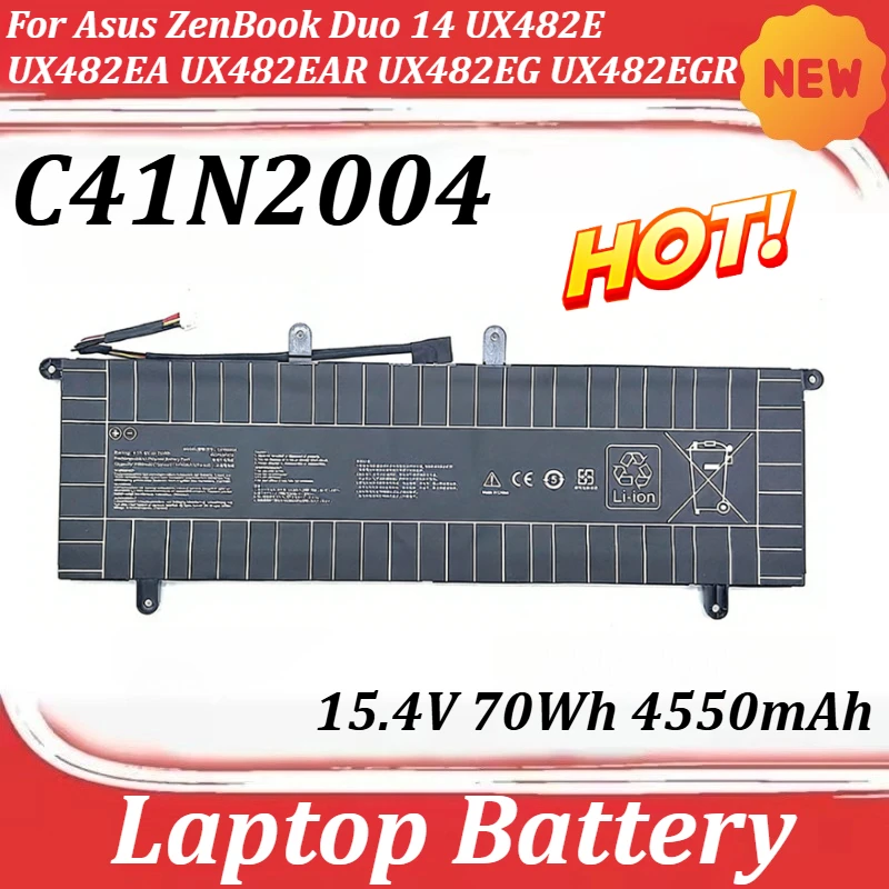 C41N2004 15.4V 70Wh 4550mAh Laptop Battery for Asus ZenBook Duo 14 UX482E UX482EA UX482EAR UX482EG UX482EGR UX482EA-HY006T