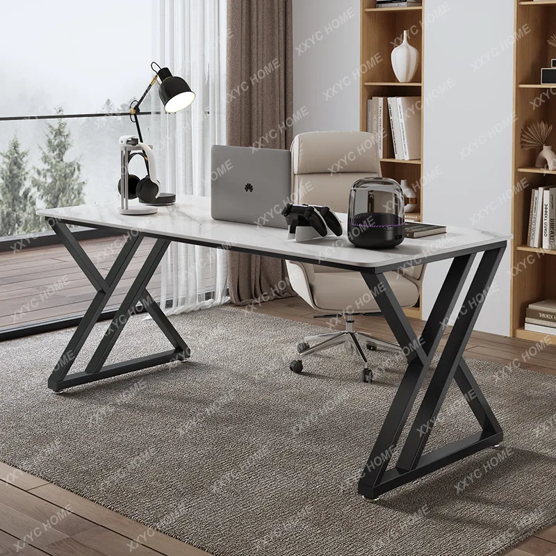 A Light luxury rock slab desk Modern desk Computer desk Student home bedroom Balcony Small apartment Simple workbench