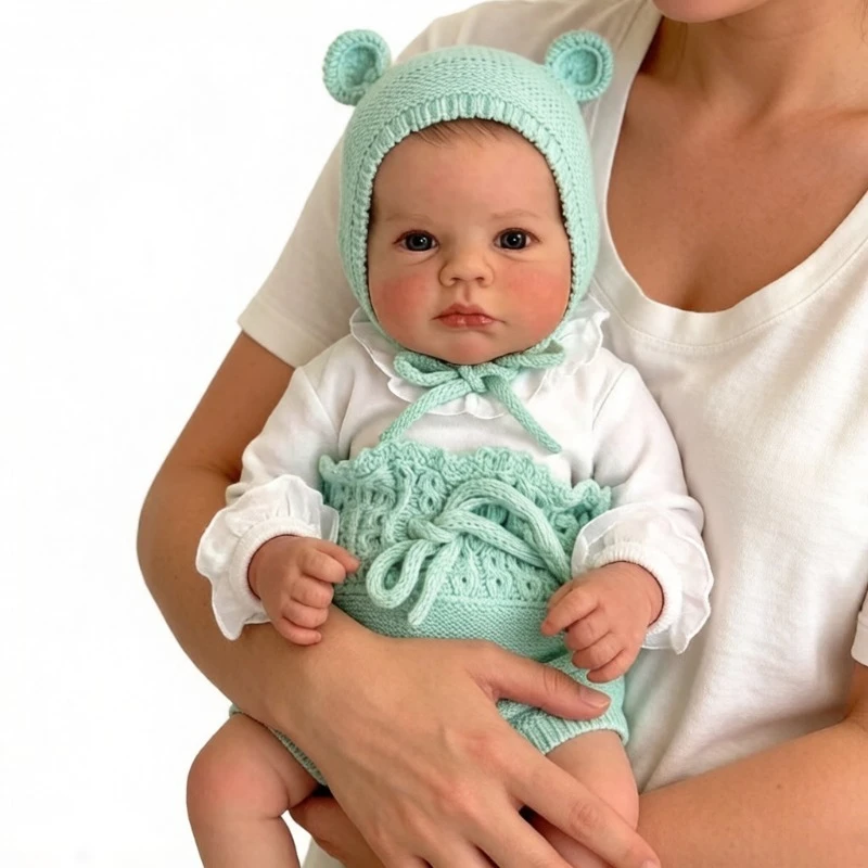 48CM Reborn Baby Doll Loulou Awake  Hand-Drawing Hair  Real Soft Touch Cuddly Doll