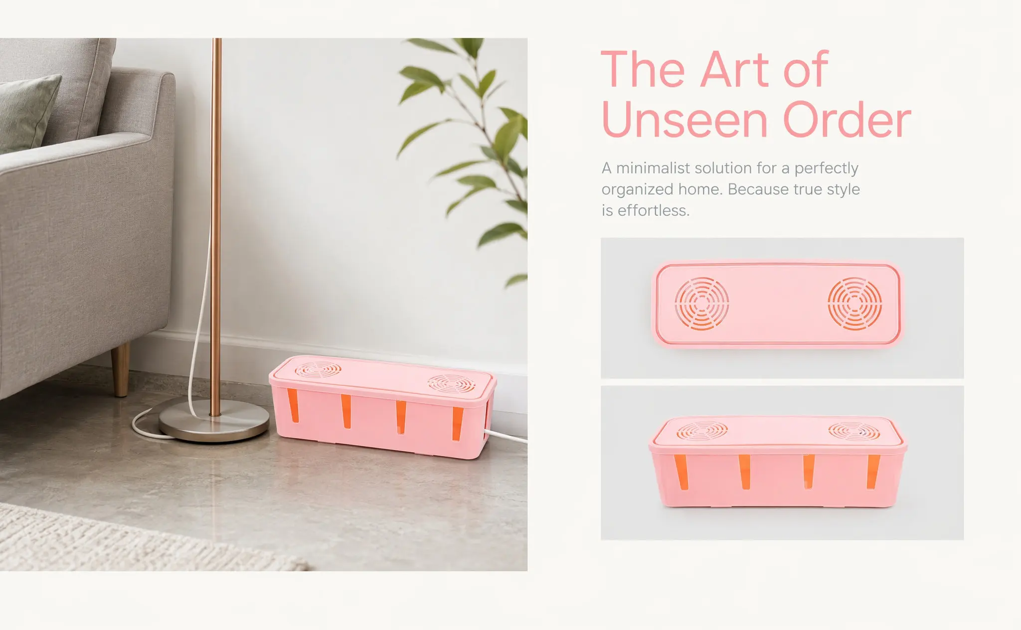 Plug Socket Cable Storage Box Pink Anti-Dust Safety Organizer for Home Office Desk Power Strip Wire Management