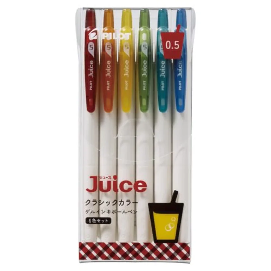 Juice Classic Color Set, Gel Ink Rollerball Pens, Fine Point 0.5mm, Assorted Colors, Pack of 6, LJU-15-6CC